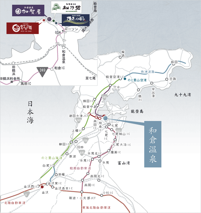 加賀屋までの地図