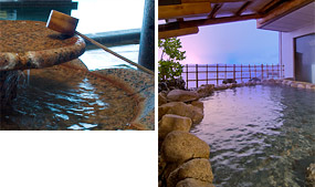 夕焼けを眺めながら入る温泉